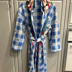 Cat in the Hat Cozy Blue & White Checkered Women's Robe